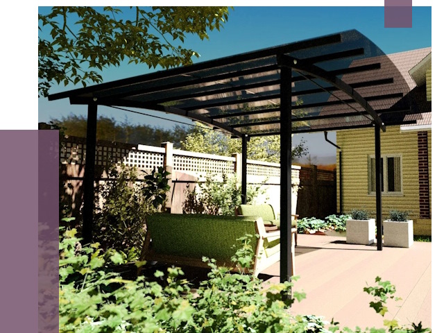 Навесы для террасы в Белореченске от 12934 руб. под ключ | ПРОЛЁТ-Блч