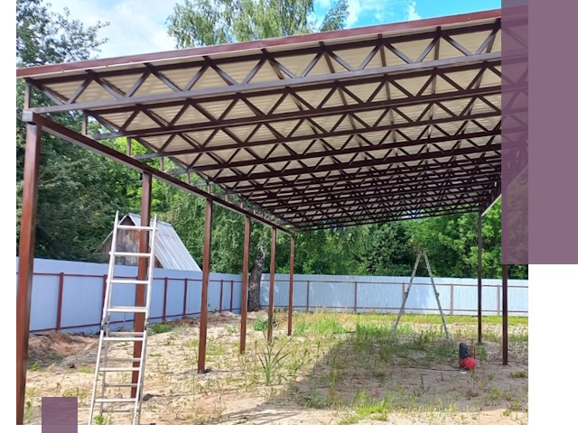 Односкатные навесы под ключ в Белореченске — изготовление и монтаж