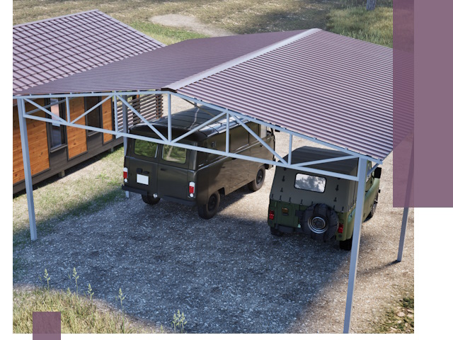 Двускатные навесы под ключ в Белореченске — изготовление и монтаж